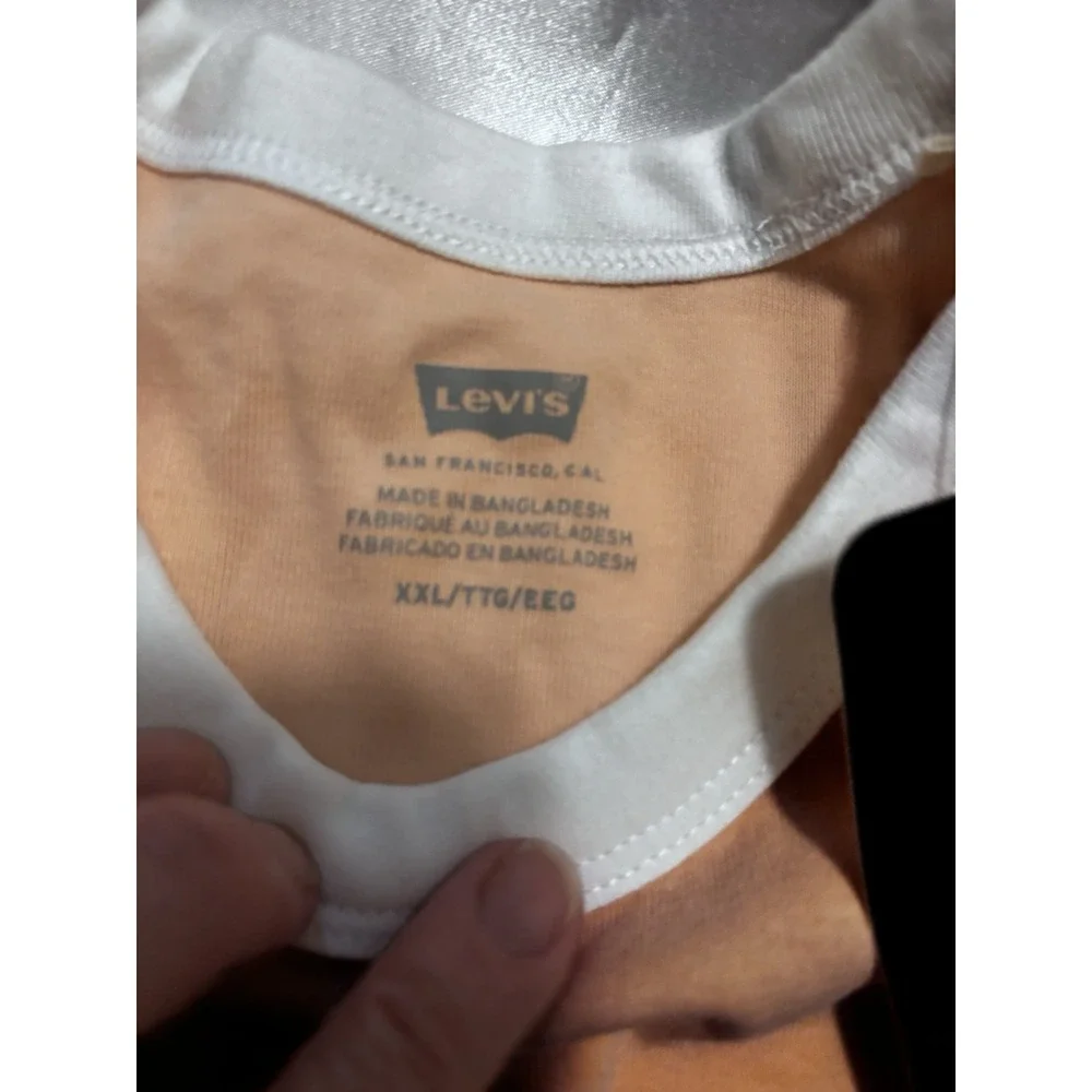 Levi's Women's Graphic Logo Ringer T-Shirt Slim Fit Crew Neck Tan/White XXL[A6]